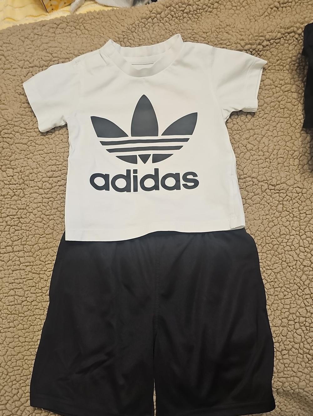 adidas White Tee with Trefoil Neck Logo